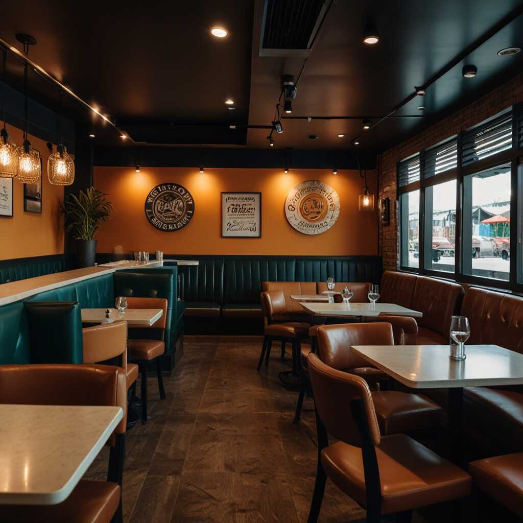 Warm lighting creating a cozy restaurant environment